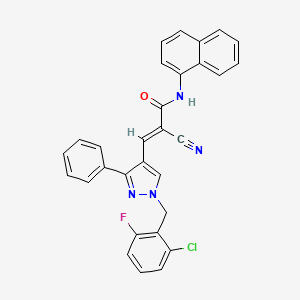 molecular formula C30H20ClFN4O B4697150 3-[1-(2-chloro-6-fluorobenzyl)-3-phenyl-1H-pyrazol-4-yl]-2-cyano-N-1-naphthylacrylamide 