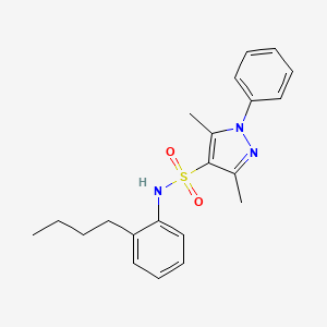 molecular formula C21H25N3O2S B4697162 N-(2-butylphenyl)-3,5-dimethyl-1-phenyl-1H-pyrazole-4-sulfonamide 