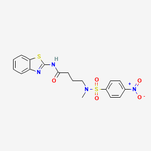 molecular formula C18H18N4O5S2 B4697197 N-1,3-benzothiazol-2-yl-4-{methyl[(4-nitrophenyl)sulfonyl]amino}butanamide 