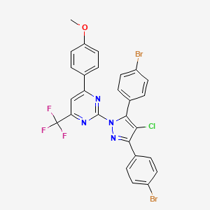 molecular formula C27H16Br2ClF3N4O B4697222 2-[3,5-bis(4-bromophenyl)-4-chloro-1H-pyrazol-1-yl]-4-(4-methoxyphenyl)-6-(trifluoromethyl)pyrimidine 