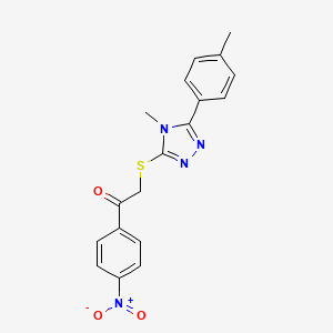 molecular formula C18H16N4O3S B4697302 2-{[4-methyl-5-(4-methylphenyl)-4H-1,2,4-triazol-3-yl]thio}-1-(4-nitrophenyl)ethanone 