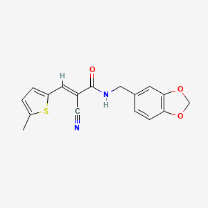 molecular formula C17H14N2O3S B4697365 N-(1,3-benzodioxol-5-ylmethyl)-2-cyano-3-(5-methyl-2-thienyl)acrylamide 