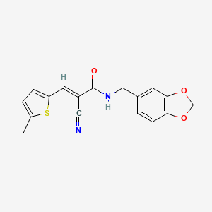 N-(1,3-benzodioxol-5-ylmethyl)-2-cyano-3-(5-methyl-2-thienyl)acrylamide