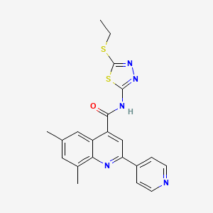 N-[5-(ethylthio)-1,3,4-thiadiazol-2-yl]-6,8-dimethyl-2-(4-pyridinyl)-4-quinolinecarboxamide