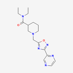 molecular formula C17H24N6O2 B4697393 N,N-diethyl-1-{[3-(2-pyrazinyl)-1,2,4-oxadiazol-5-yl]methyl}-3-piperidinecarboxamide 