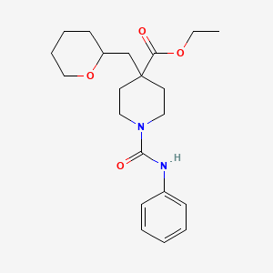 molecular formula C21H30N2O4 B4697417 ethyl 1-(anilinocarbonyl)-4-(tetrahydro-2H-pyran-2-ylmethyl)-4-piperidinecarboxylate 