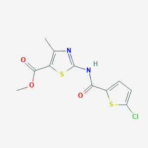 molecular formula C11H9ClN2O3S2 B4697458 methyl 2-{[(5-chloro-2-thienyl)carbonyl]amino}-4-methyl-1,3-thiazole-5-carboxylate 