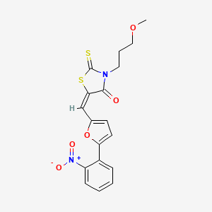 molecular formula C18H16N2O5S2 B4697473 3-(3-methoxypropyl)-5-{[5-(2-nitrophenyl)-2-furyl]methylene}-2-thioxo-1,3-thiazolidin-4-one 