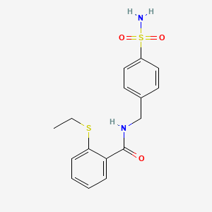 molecular formula C16H18N2O3S2 B4697530 N-[4-(aminosulfonyl)benzyl]-2-(ethylthio)benzamide 