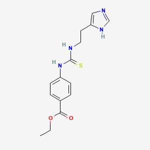 molecular formula C15H18N4O2S B4697542 ethyl 4-[({[2-(1H-imidazol-4-yl)ethyl]amino}carbonothioyl)amino]benzoate 