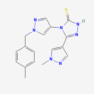 molecular formula C17H17N7S B4697574 4-[1-(4-methylbenzyl)-1H-pyrazol-4-yl]-5-(1-methyl-1H-pyrazol-4-yl)-4H-1,2,4-triazole-3-thiol 