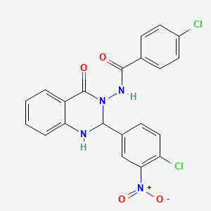 molecular formula C21H14Cl2N4O4 B4697597 4-chloro-N-[2-(4-chloro-3-nitrophenyl)-4-oxo-1,4-dihydro-3(2H)-quinazolinyl]benzamide 
