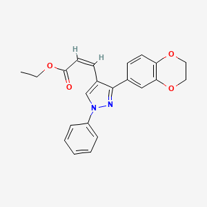 molecular formula C22H20N2O4 B4697622 ethyl 3-[3-(2,3-dihydro-1,4-benzodioxin-6-yl)-1-phenyl-1H-pyrazol-4-yl]acrylate 