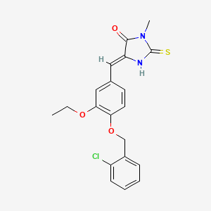 molecular formula C20H19ClN2O3S B4697639 5-{4-[(2-chlorobenzyl)oxy]-3-ethoxybenzylidene}-3-methyl-2-thioxo-4-imidazolidinone 