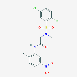 molecular formula C16H15Cl2N3O5S B4697678 N~2~-[(2,5-dichlorophenyl)sulfonyl]-N~2~-methyl-N~1~-(2-methyl-5-nitrophenyl)glycinamide 