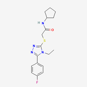 molecular formula C17H21FN4OS B4697696 N-cyclopentyl-2-{[4-ethyl-5-(4-fluorophenyl)-4H-1,2,4-triazol-3-yl]thio}acetamide 