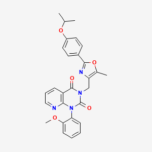 molecular formula C28H26N4O5 B4697700 3-{[2-(4-isopropoxyphenyl)-5-methyl-1,3-oxazol-4-yl]methyl}-1-(2-methoxyphenyl)pyrido[2,3-d]pyrimidine-2,4(1H,3H)-dione 