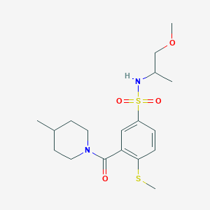molecular formula C18H28N2O4S2 B4697714 N-(2-methoxy-1-methylethyl)-3-[(4-methyl-1-piperidinyl)carbonyl]-4-(methylthio)benzenesulfonamide 