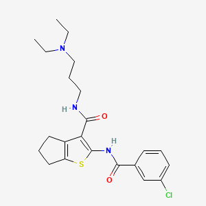 molecular formula C22H28ClN3O2S B4697717 2-[(3-chlorobenzoyl)amino]-N-[3-(diethylamino)propyl]-5,6-dihydro-4H-cyclopenta[b]thiophene-3-carboxamide 