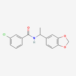 molecular formula C16H14ClNO3 B4697736 N-[1-(1,3-benzodioxol-5-yl)ethyl]-3-chlorobenzamide 