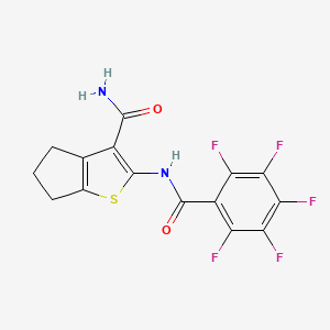 molecular formula C15H9F5N2O2S B4697754 2-[(pentafluorobenzoyl)amino]-5,6-dihydro-4H-cyclopenta[b]thiophene-3-carboxamide 