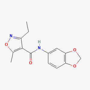 molecular formula C14H14N2O4 B4697835 N-1,3-benzodioxol-5-yl-3-ethyl-5-methyl-4-isoxazolecarboxamide 