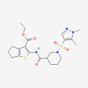 molecular formula C21H28N4O5S2 B4697836 ethyl 2-[({1-[(1,5-dimethyl-1H-pyrazol-4-yl)sulfonyl]-3-piperidinyl}carbonyl)amino]-5,6-dihydro-4H-cyclopenta[b]thiophene-3-carboxylate 