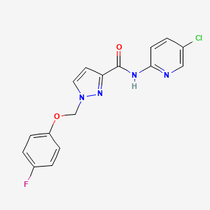 molecular formula C16H12ClFN4O2 B4697844 N-(5-chloro-2-pyridinyl)-1-[(4-fluorophenoxy)methyl]-1H-pyrazole-3-carboxamide 