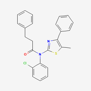 molecular formula C25H21ClN2OS B4697873 N-(2-chlorophenyl)-N-(5-methyl-4-phenyl-1,3-thiazol-2-yl)-3-phenylpropanamide 