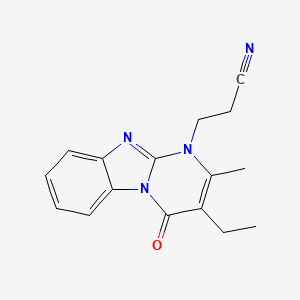 molecular formula C16H16N4O B4697888 3-(3-ethyl-2-methyl-4-oxopyrimido[1,2-a]benzimidazol-1(4H)-yl)propanenitrile 