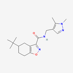 molecular formula C18H26N4O2 B4697915 5-tert-butyl-N-[(1,5-dimethyl-1H-pyrazol-4-yl)methyl]-4,5,6,7-tetrahydro-1,2-benzisoxazole-3-carboxamide 