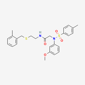 molecular formula C26H30N2O4S2 B4697952 N~2~-(3-methoxyphenyl)-N~1~-{2-[(2-methylbenzyl)thio]ethyl}-N~2~-[(4-methylphenyl)sulfonyl]glycinamide 