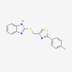 molecular formula C18H15N3S2 B4697954 2-({[2-(4-methylphenyl)-1,3-thiazol-4-yl]methyl}thio)-1H-benzimidazole 