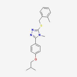 molecular formula C21H25N3OS B4697967 3-(4-isobutoxyphenyl)-4-methyl-5-[(2-methylbenzyl)thio]-4H-1,2,4-triazole 