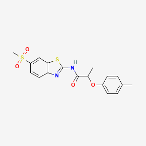 molecular formula C18H18N2O4S2 B4697980 2-(4-methylphenoxy)-N-[6-(methylsulfonyl)-1,3-benzothiazol-2-yl]propanamide 