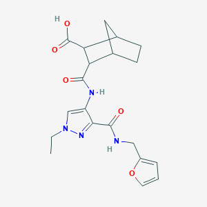 molecular formula C20H24N4O5 B4698010 3-{[(1-ethyl-3-{[(2-furylmethyl)amino]carbonyl}-1H-pyrazol-4-yl)amino]carbonyl}bicyclo[2.2.1]heptane-2-carboxylic acid 