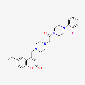 molecular formula C28H33FN4O3 B4698060 6-ethyl-4-[(4-{2-[4-(2-fluorophenyl)-1-piperazinyl]-2-oxoethyl}-1-piperazinyl)methyl]-2H-chromen-2-one 