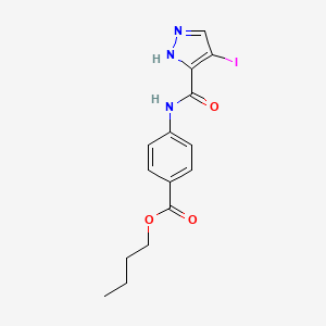 molecular formula C15H16IN3O3 B4698064 butyl 4-{[(4-iodo-1H-pyrazol-3-yl)carbonyl]amino}benzoate 