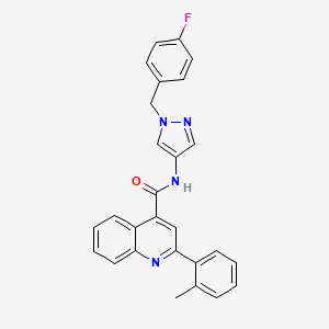 molecular formula C27H21FN4O B4698110 N-[1-(4-fluorobenzyl)-1H-pyrazol-4-yl]-2-(2-methylphenyl)-4-quinolinecarboxamide 