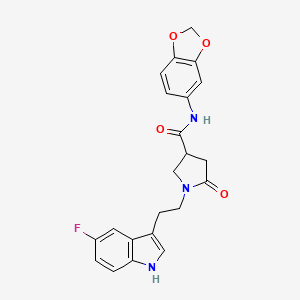 molecular formula C22H20FN3O4 B4698129 N-1,3-benzodioxol-5-yl-1-[2-(5-fluoro-1H-indol-3-yl)ethyl]-5-oxo-3-pyrrolidinecarboxamide 