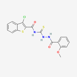 molecular formula C18H14ClN3O3S2 B4698135 3-chloro-N-{[2-(2-methoxybenzoyl)hydrazino]carbonothioyl}-1-benzothiophene-2-carboxamide 