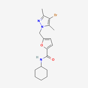 molecular formula C17H22BrN3O2 B4698158 5-[(4-bromo-3,5-dimethyl-1H-pyrazol-1-yl)methyl]-N-cyclohexyl-2-furamide 
