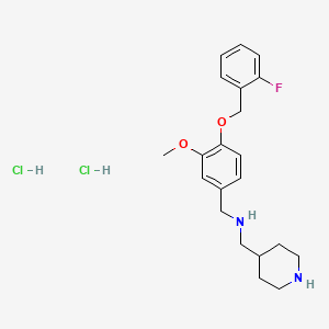 molecular formula C21H29Cl2FN2O2 B4698203 {4-[(2-fluorobenzyl)oxy]-3-methoxybenzyl}(4-piperidinylmethyl)amine dihydrochloride 