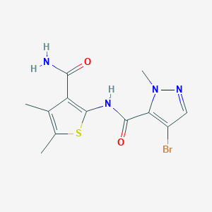 molecular formula C12H13BrN4O2S B4698239 N-[3-(aminocarbonyl)-4,5-dimethyl-2-thienyl]-4-bromo-1-methyl-1H-pyrazole-5-carboxamide 