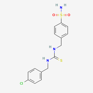 molecular formula C15H16ClN3O2S2 B4698248 4-[({[(4-chlorobenzyl)amino]carbonothioyl}amino)methyl]benzenesulfonamide 