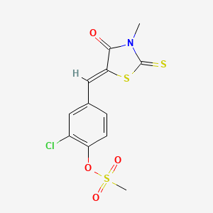 molecular formula C12H10ClNO4S3 B4698295 2-chloro-4-[(3-methyl-4-oxo-2-thioxo-1,3-thiazolidin-5-ylidene)methyl]phenyl methanesulfonate 
