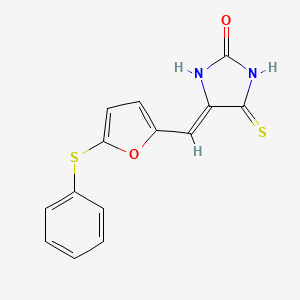 molecular formula C14H10N2O2S2 B4698302 4-{[5-(phenylthio)-2-furyl]methylene}-5-thioxo-2-imidazolidinone 