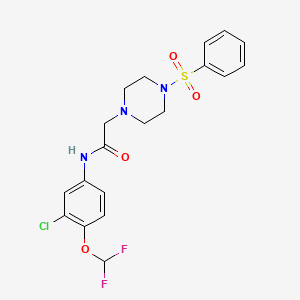 molecular formula C19H20ClF2N3O4S B4698308 N-[3-chloro-4-(difluoromethoxy)phenyl]-2-[4-(phenylsulfonyl)-1-piperazinyl]acetamide 
