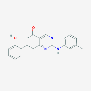 molecular formula C21H19N3O2 B4698331 7-(2-hydroxyphenyl)-2-[(3-methylphenyl)amino]-7,8-dihydro-5(6H)-quinazolinone 