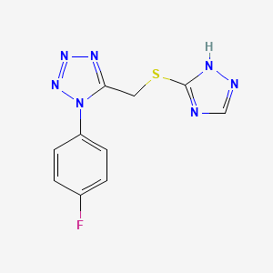 molecular formula C10H8FN7S B4698360 1-(4-fluorophenyl)-5-[(1H-1,2,4-triazol-3-ylthio)methyl]-1H-tetrazole 